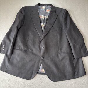 Holland & Sherry Blazer Men’s XXL Black‎ Wool Sport Coat Car Print Lining Luxury